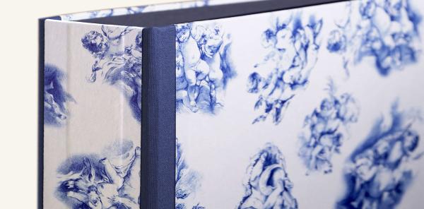 Folder with angel depiction, blue, nostalgic putti